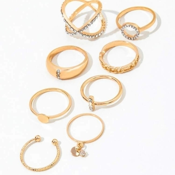 8pcs Rhinestone Stylish Rings - Picture 5 of 5